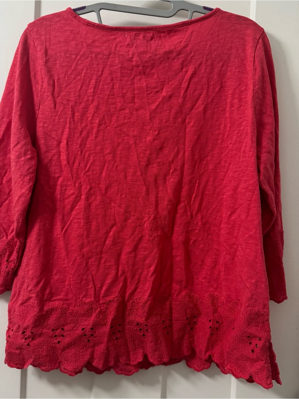 Charter Club Petite Women’s Blouse‎ Long Sleeve Coral Floral Keyhole Pattern PL - Picture 3 of 4